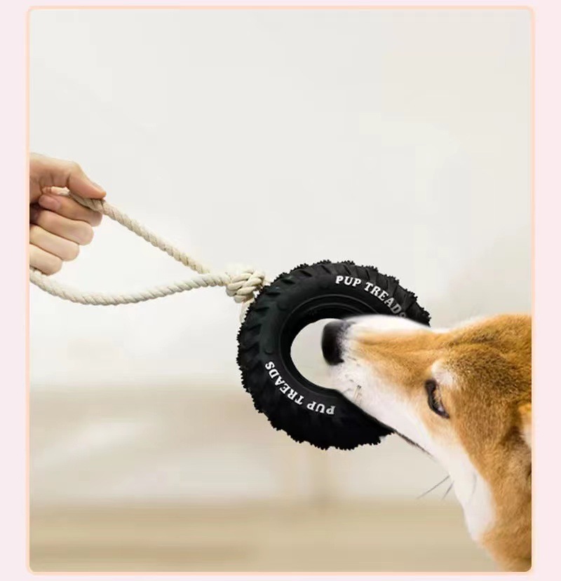 Pet dog toys bite resistant rubber tires, border herding interactive training grinding teeth teeth gnawing large dog toys