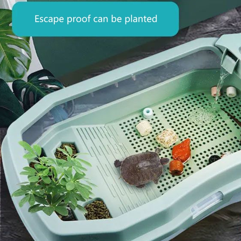 Terrariums with Drain Bottom Plastic Basin Separable Reptiles Aquarium for Terrapins with Ramps