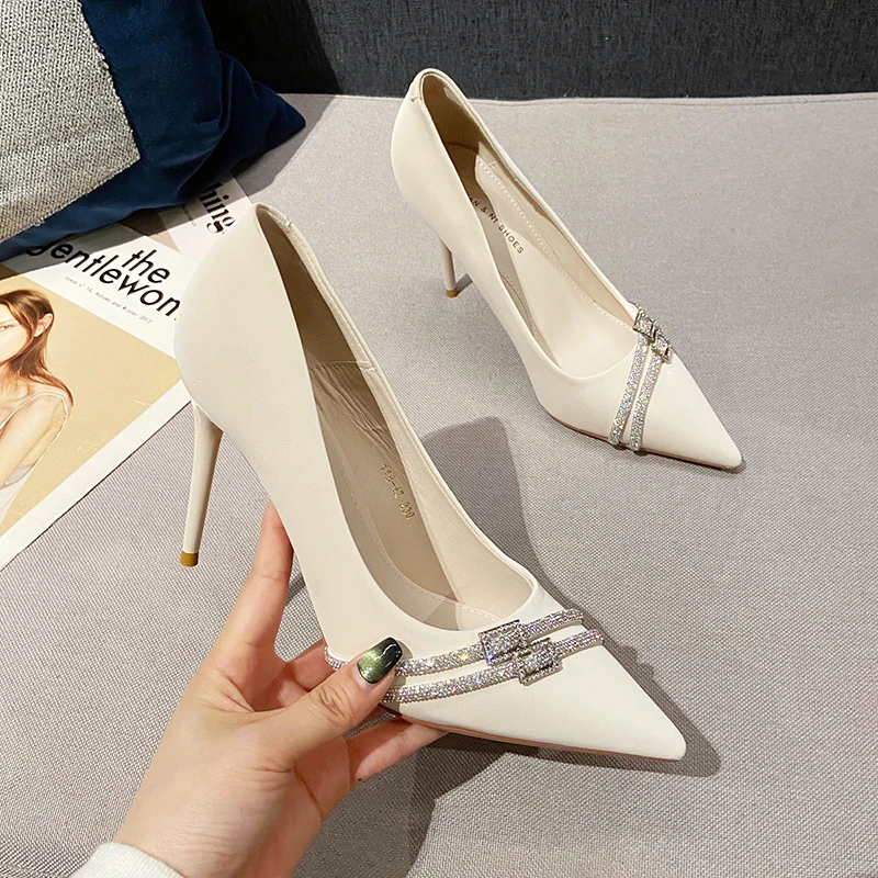 High Sexy Heels Women Crystal Pointed Toe Dress Shoes Summer Sandals 2024 Spring Designer Party Femme atos Pumps 5487