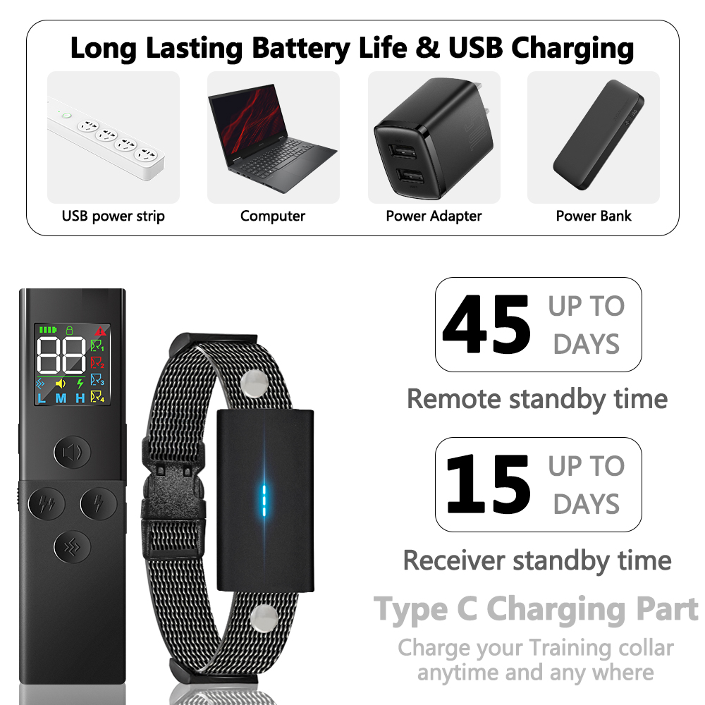 Dog Shock Collar, Dog Training Collar with Remote - 3 Training Modes, Collar for Dogs Training(for 2 dog)