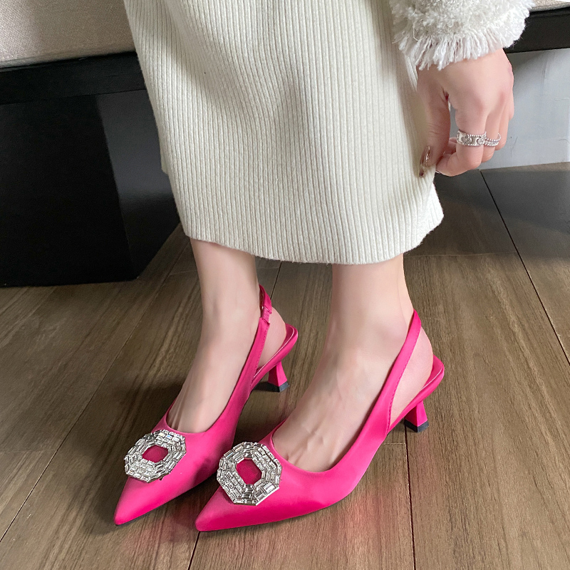 Sexy Summer High Heels Sandals 2024 New Rhie Fashion New Shoes Women Pointed Toe Pumps Female Slides 51b5