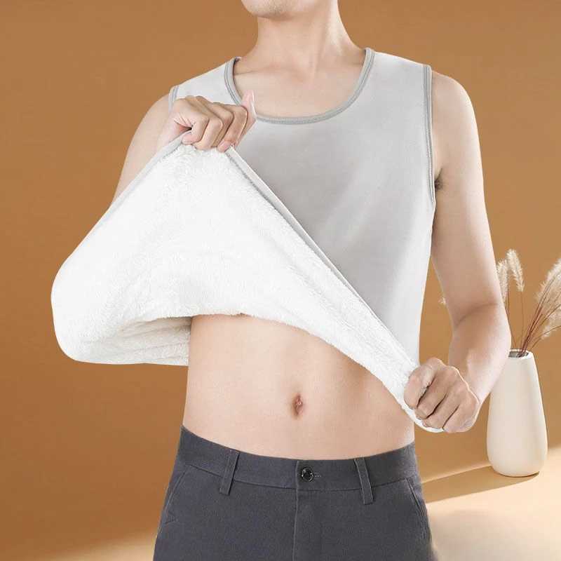 Mens Fleece Lined Undershirt Tank Top Men Thickening Slim Round Neck Warm Vest Bottoming Underwear Winter Thermal Underwear C51XJ240903