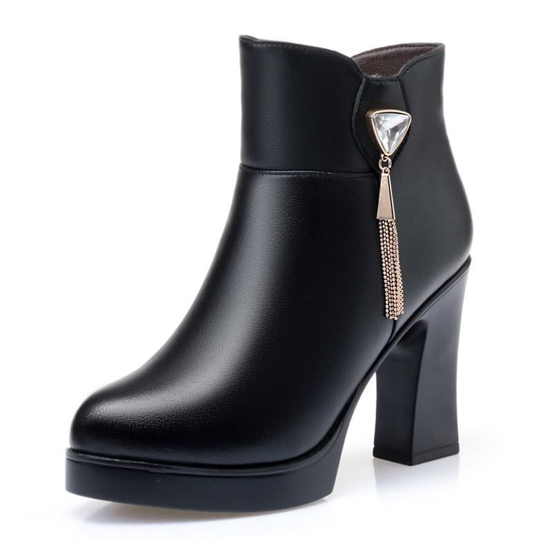 2024 AIYUQI New Winter Warm Ankle Women Natural Wool High-heel Fashion Beaded Women's Banquet Boots 5d06 's