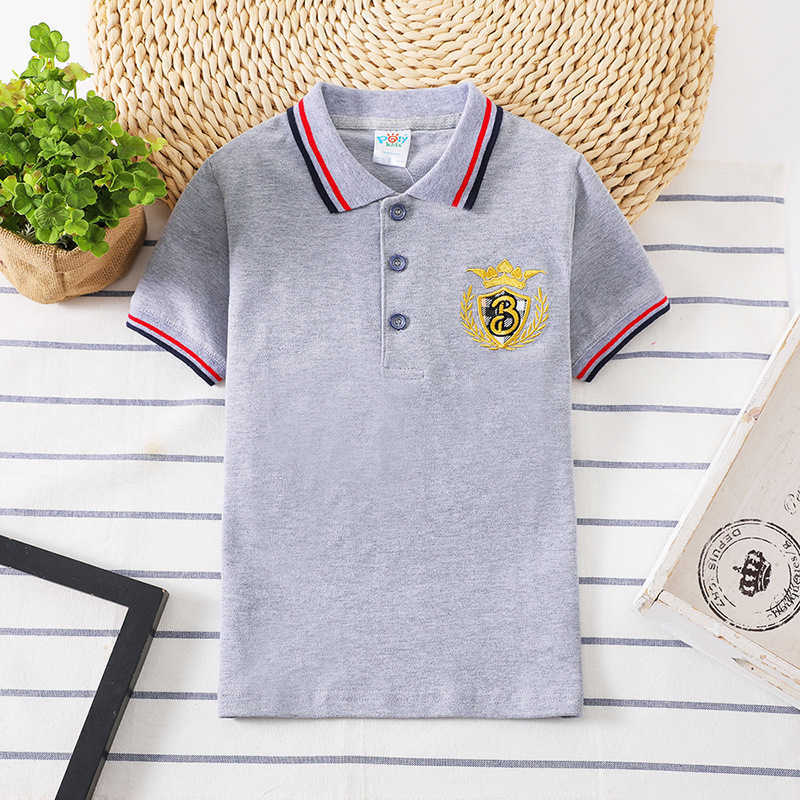 Polos Polos Childrens polo shirt cotton short seven boy shirt baby boy sports shirt top breathable childrens clothing 2-8 year old childrens T-shirt W