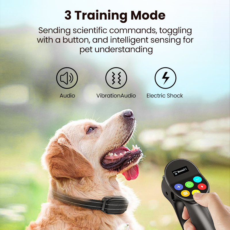 ROJECO Intelligent Dog Training Collar Remote Control Rechargeable Pet Dog Anti Bark Collar with Vibrator Dog Training Accessory