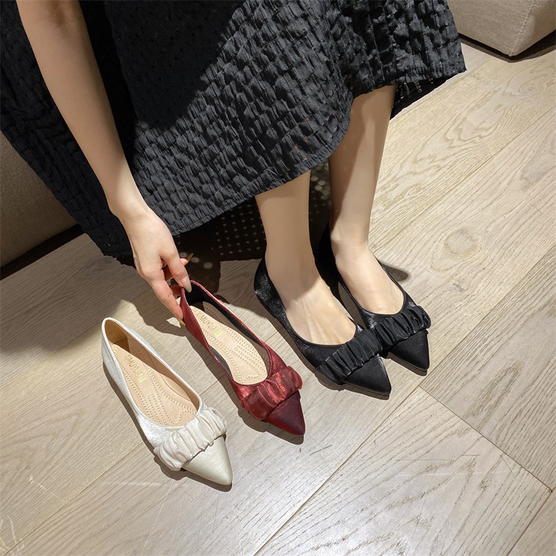 Fashion Toe Pointed Shallow Loafers Ladies 2025 Spring New Ballet Flat Women Retro Soft Sole Single Shoes EU36-42