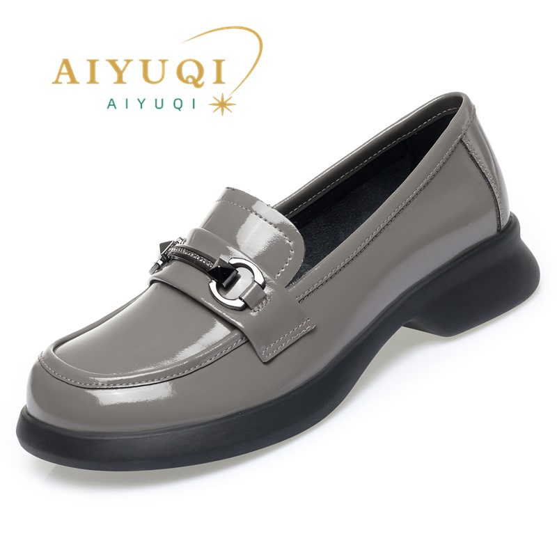 2025 NEW Loafers AIYUQI Genuine Leather New Ladies Spring Round Head Fashion British Style Shoes Women b