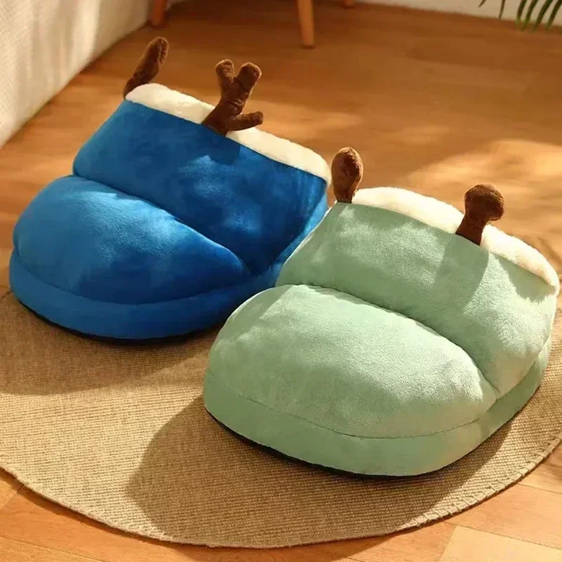 Cat Bed Sofa Winter Warm Pet Sleeping Cushion Slippers Shape Pet Sleeping Bed Soft Cat Nest Kennel Foldable Puppy Bed Mat 강아지집