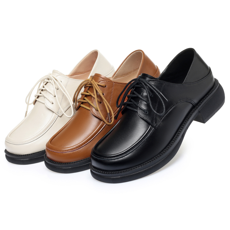 2025 NEW Loafers AIYUQI Spring New Genuine Leather Fashion Women Large Size Lace Up Mid Heel Work Shoes Ladies d