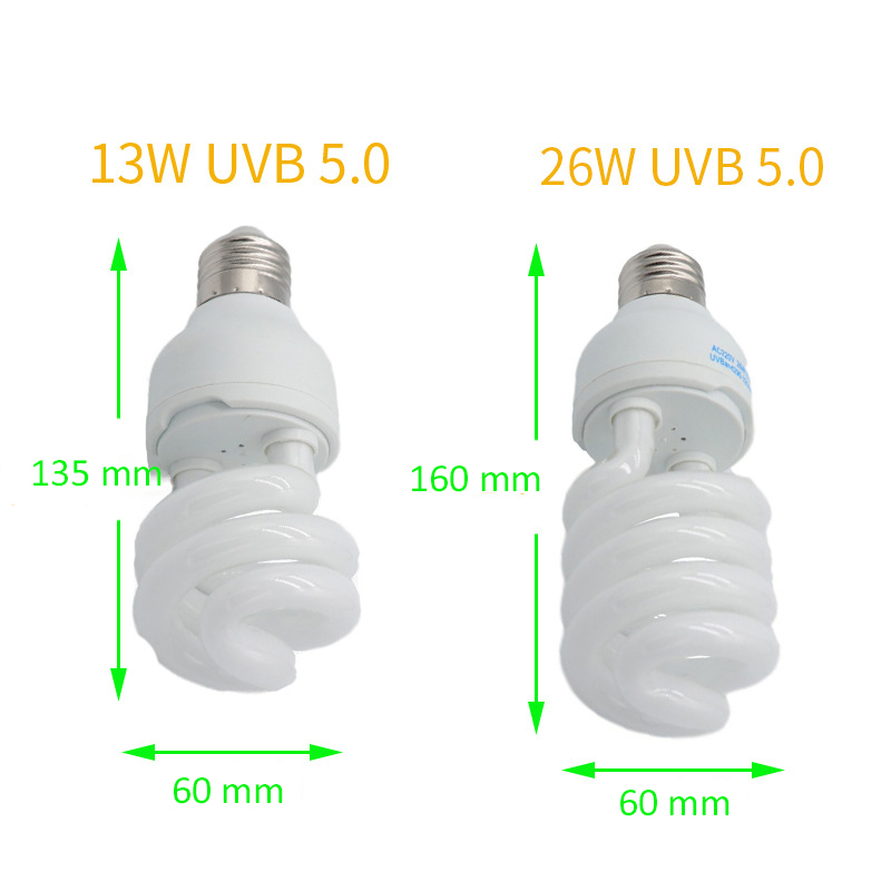 UVB5.0 10.0 Lizard Calcium Supplement Lamp 13W 26W UV Bulb E27 Energy Saving Reptile Lamp for Turtles and Amphibians