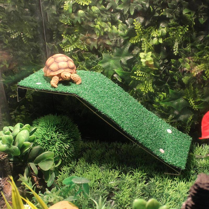 Reptile Lawn Climbing Turtle Basking Platform Ladder Simulation Grass Ramp Aquatic Turtle Water Tank Habitat Decor Accessories