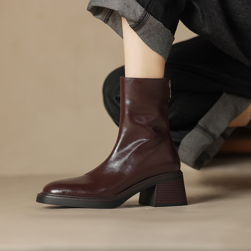 Short AIYUQI Women Rear Zipper 2024 Thick Heel Retro Commuting Ankle Boots British style Fashion Women's Booties 72dd 's