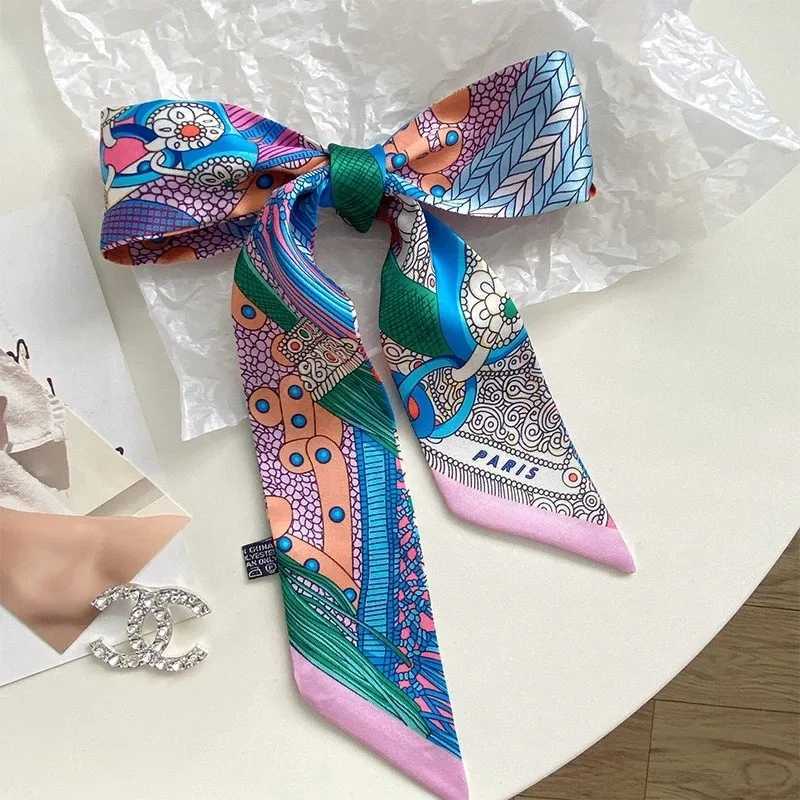 2024 Korean Fashion New Womens Twill Decorative Ribbon Small Scarf Binding Bag Handle Ribbon Hair Band Small Scarf Headband Y240903