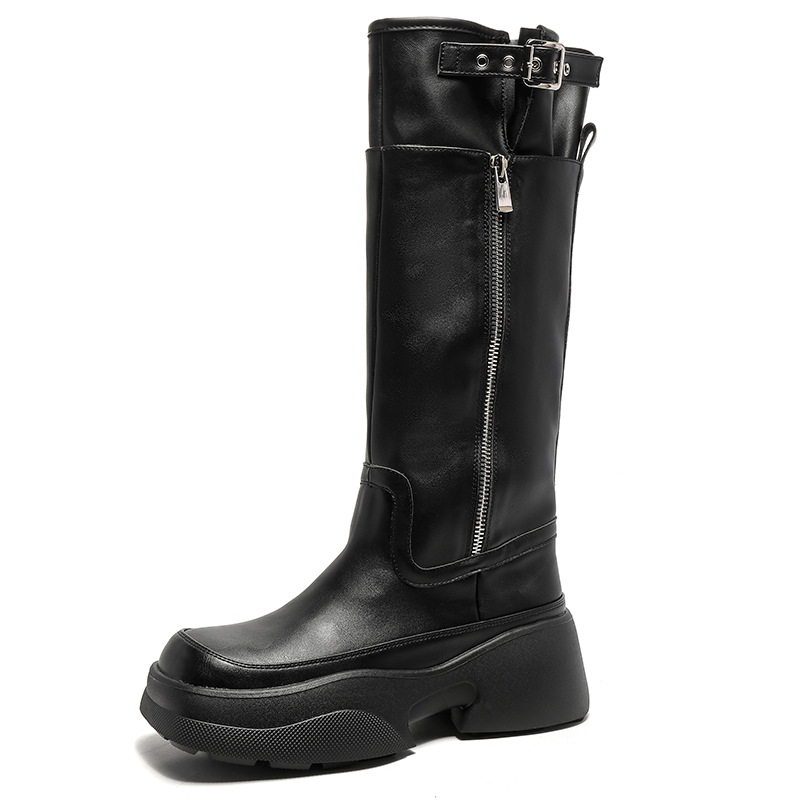 Platform Brown 2023 Long for Women Autumn Winter Thick Sole Knee High Knight Boots Women's Solid Color Zip Shoes 4363 's