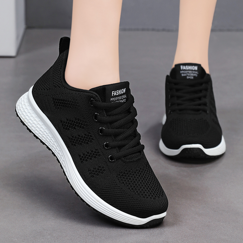 New Sneaker Fashion Breathable Trainers Comfortable Sneakers New Mesh Fabric Lace Up Women's Tennis Shoes For Women a9f2 s