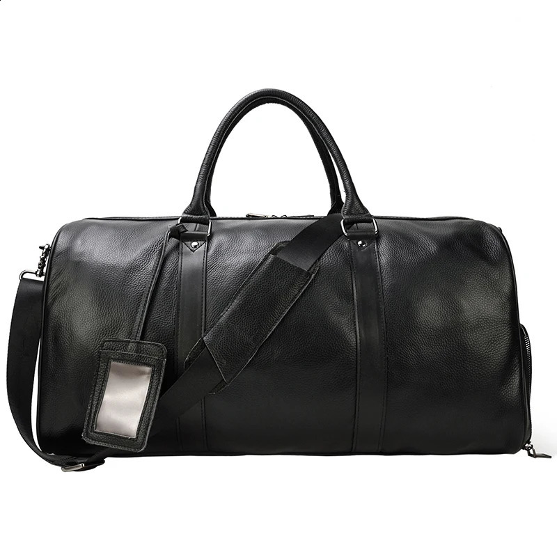 Natural denim travel waterproof leather overnight airplane lage handbag mens weekend business bag 55cm dh4623024