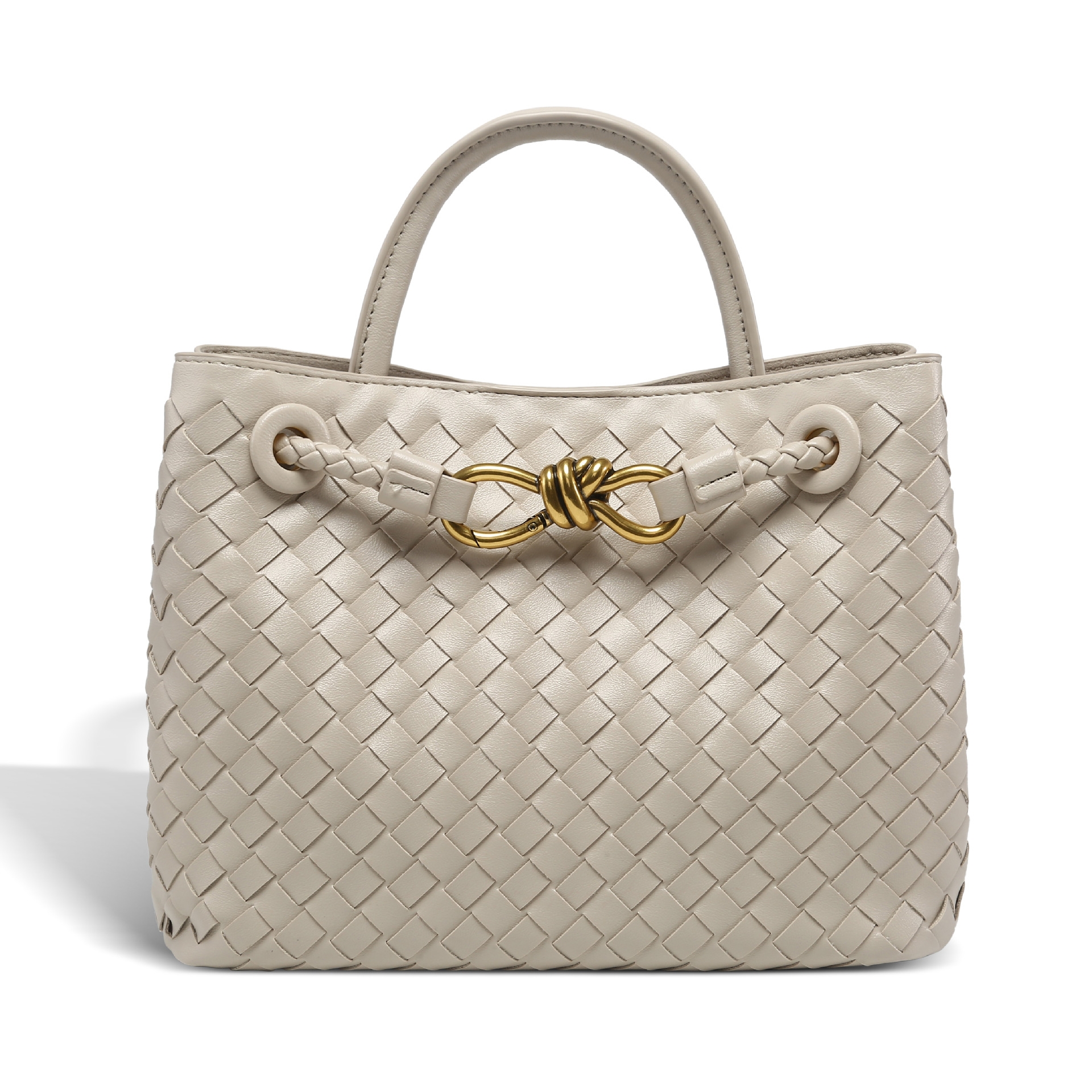 Bow metal rope genuine leather woven explosive versatile and simple tote 2025 new shoulder bag, hand-held large capacity retro women's bag