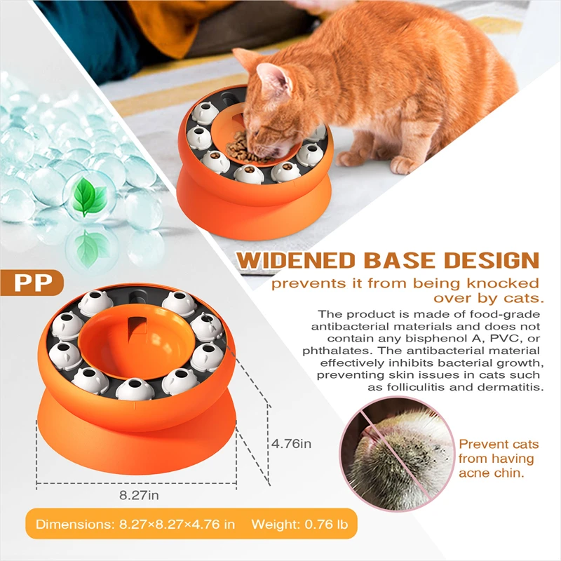 Cat Bowl Puzzle Toy Slow Feeder Slanted Design Healthy Eating Pet Food Dish Protect Neck Multifunction Interactive Feeding Bowl