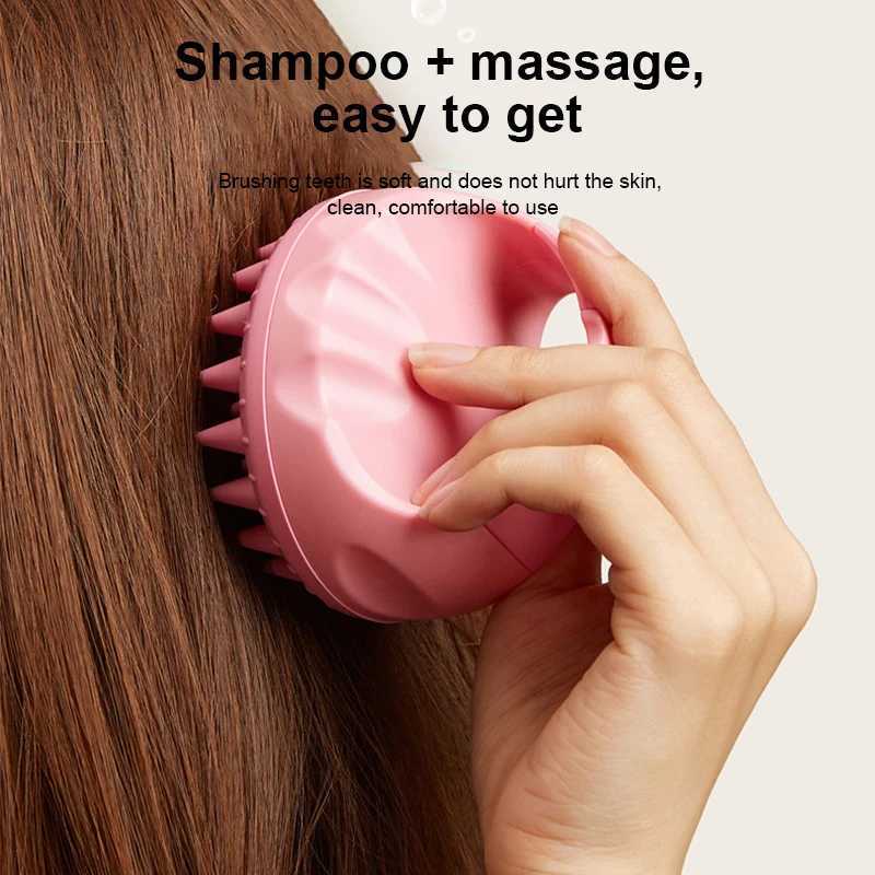 Hair Scalp Massager Shampoo Brush Scalp Care Hair Growth Hair Scrubber Scalp Exfoliator Dandruff Long Flexible Silicone Bristles Y240902