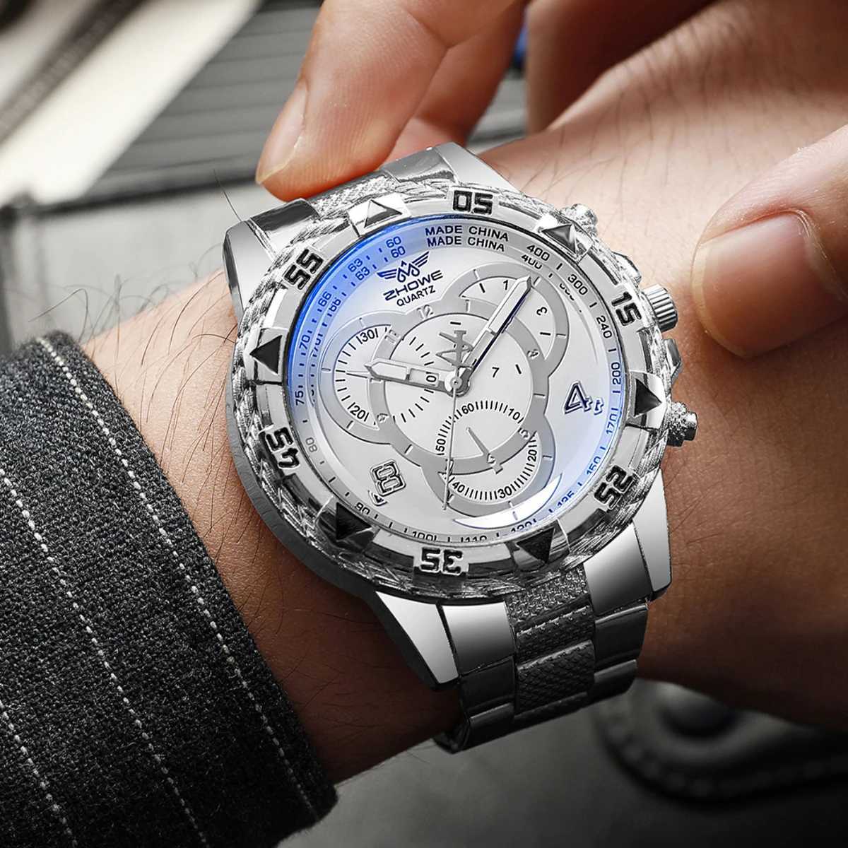 Mens Watch Stainless Steel Strap Mens Commercial Quartz Watch W24090287686