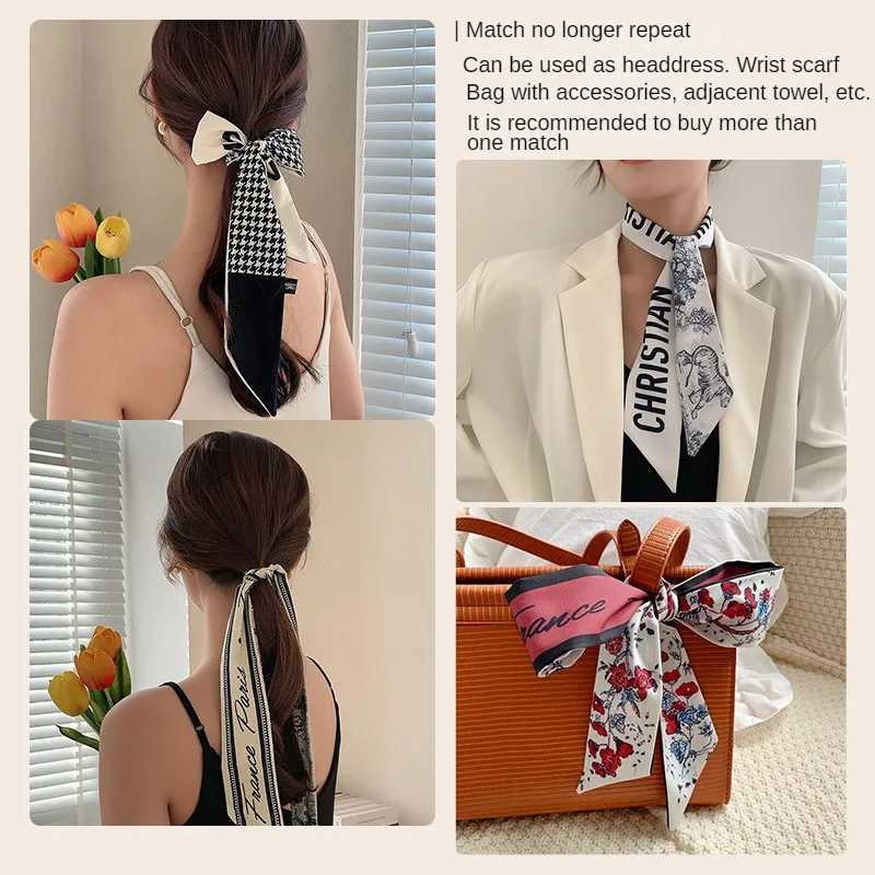 Vintage Hairband Fashion Scarf Ribbon Headpiece French Hair Tie Ribbon Womens Girl Hair AccessoriesY240902