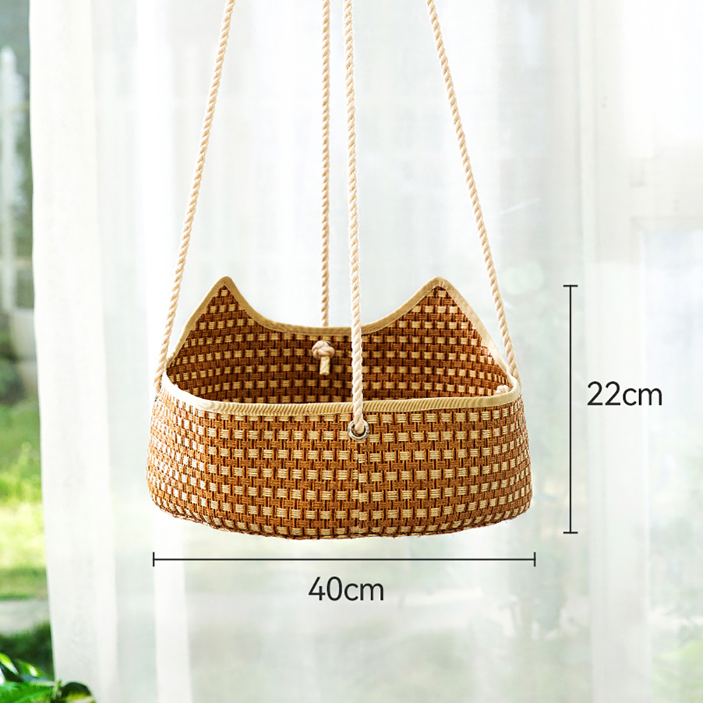 Cat Bed Cat Hammock Bed Hanging Cat Bed Grass Woven Cat Bed, Adjustable Hanging Cat Nest Sleeping Bed With Hook and Ropes