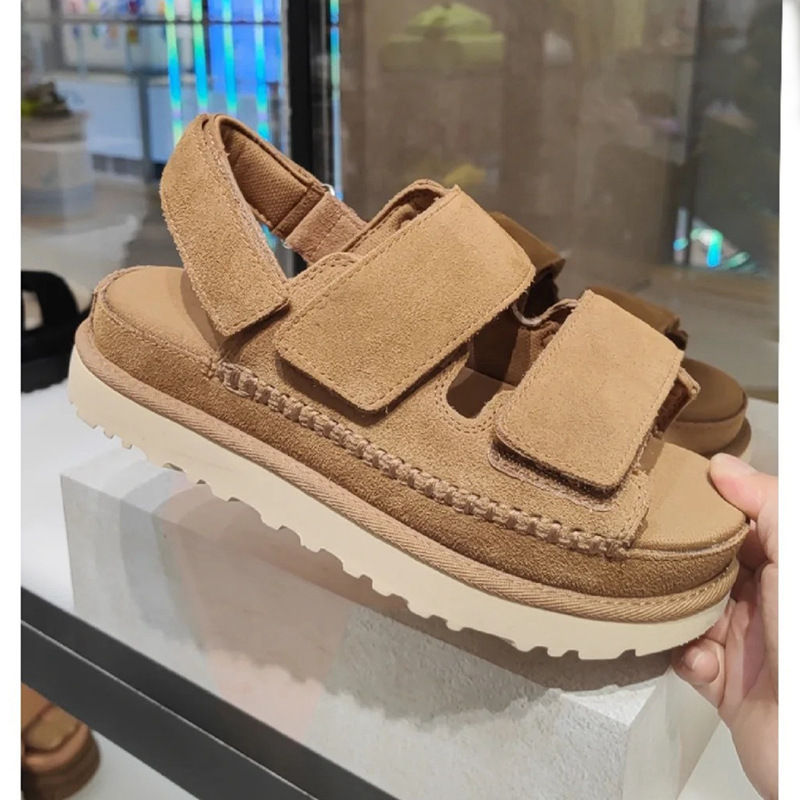 Soled Thick Women's Summer 2024 New Fashion Round Head Sandals Elastic Band Ankle Strap Casual Shoes Female Versatile