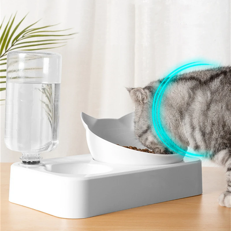 Pet Feeder 2-in-1 Pet Feeding Bowl Automatic Water Dispenser for Dogs and Cats le Stainlesswith Removab Steel Bowl Pet Supplies