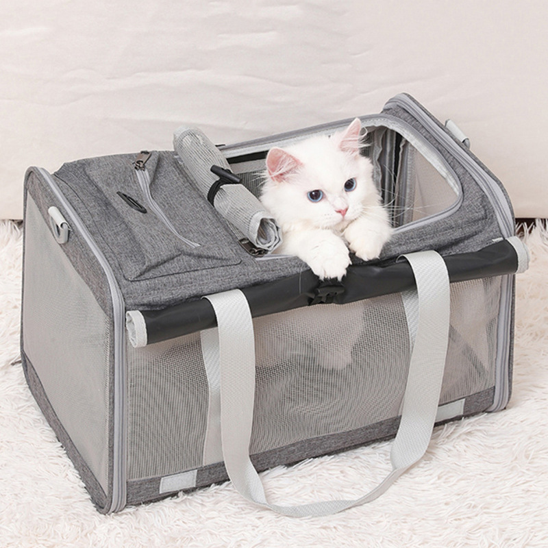 Pet Bag Portable Bag for Outings Foldable Car Shoulder Portable Cat Bag Large Capacity Two Cat Outing Bag