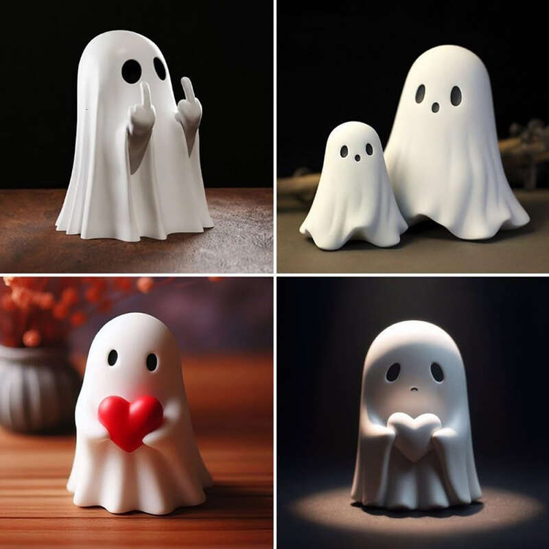 Middle Finger Cute Statue, Ghosts Small Scary Ghost Figurines, Halloween Home Decorations, Coffee Table Centerpieces Shelf
