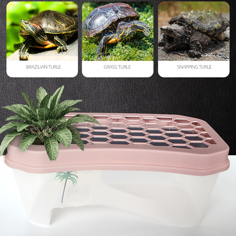 Turtle Tortoise HabitatReptile Vivarium Box with Basking Ramp Aquarium Tools