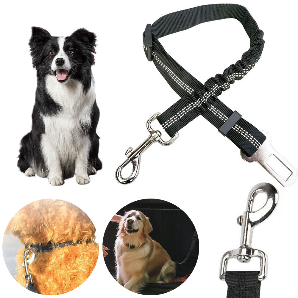 Dog Car Seat Belt Harness Reflective Retractable Dog Car Seat Belt Pet Seat Lead Clip Safety Traction Rope for Small Large Dogs