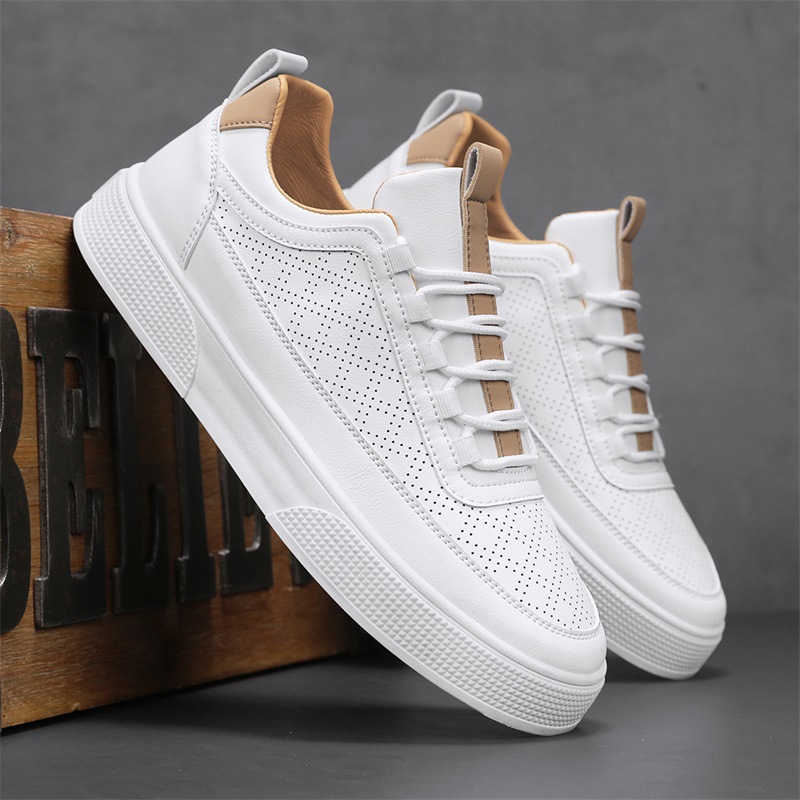 Mens Shoes Leather Sneakers Summer Men's Casual Skateboard Luxury Elastic Band Platform Shoes for Men Walking Loafers Tennis