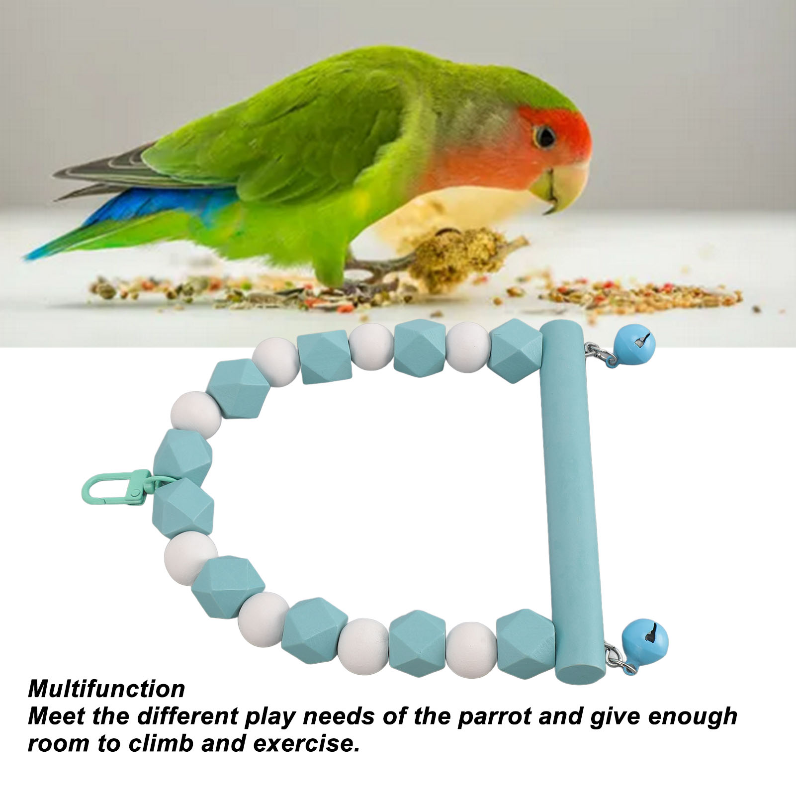 Wooden Bird Swing Perch Toy, Hanging Parrot Swing, Standing Toy, Claws Grinding, Anxiety Reduction
