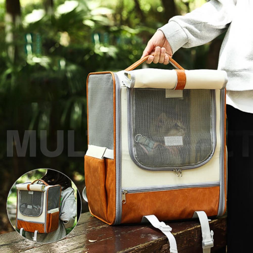 Pet Carrier with Small Side Door Cat Carrier Backpack with Privacy Front Window Breathable Design Travel Bag for Cats
