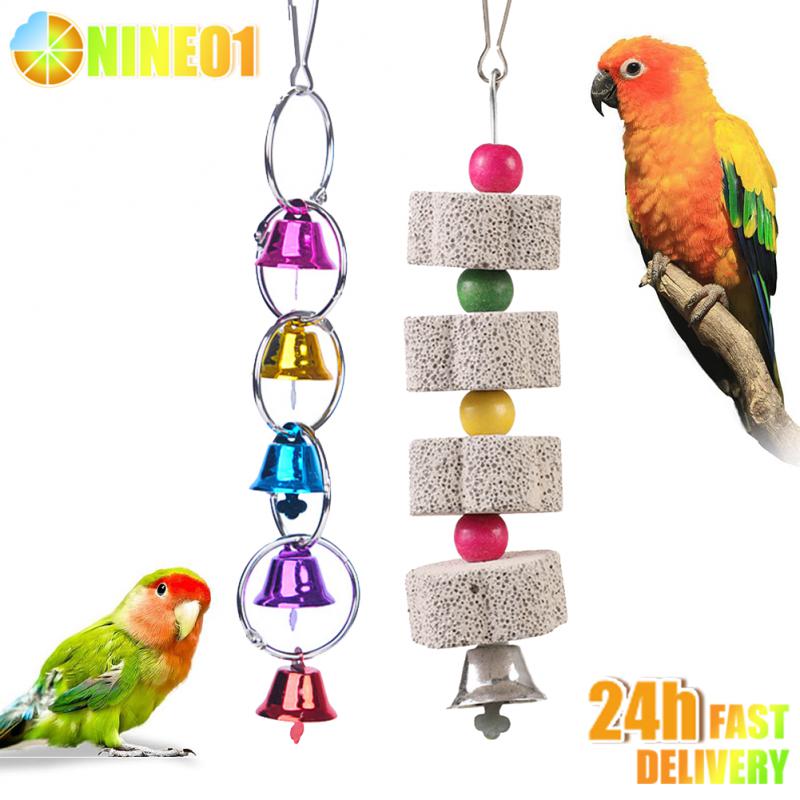 Stone Mineral Pet Supplies Bird Cage Toy Grinding Stone Flower Shape Hang Parakeet Toy For Parrot Biting String Bird Supplies