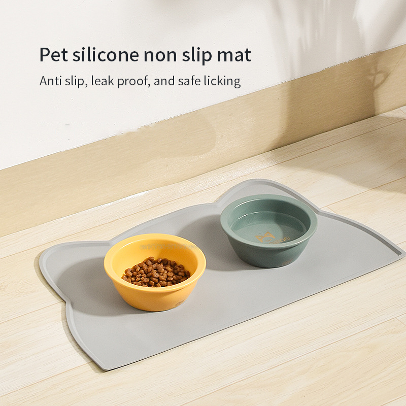 Waterproof For Cat Solid Color Silicone Food Pad Pet Bowl Drinking Portable Dog Feeding Mat Placemat