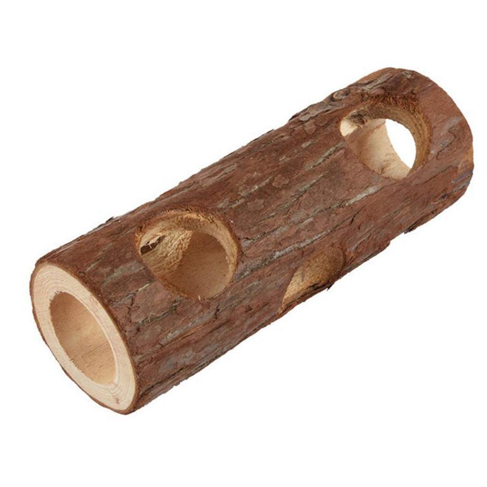 Natural Wooden Forest Hollow Tree Trunk Tunnel Tube Toy Hamster Tunnel Wood Hideout Pet Chew Toy for Small Animals Hamsters Mice