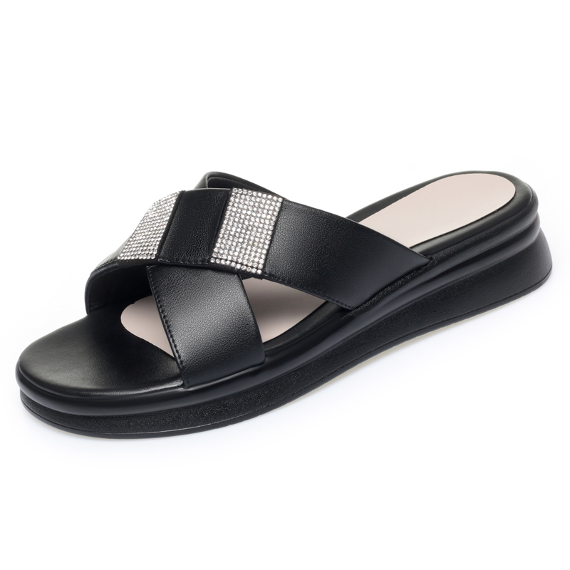 AIYUQI Women's Slippers Summer 2024 New Genuine Leather Women's Slippers Wedge Large Size Slippers Ladies
