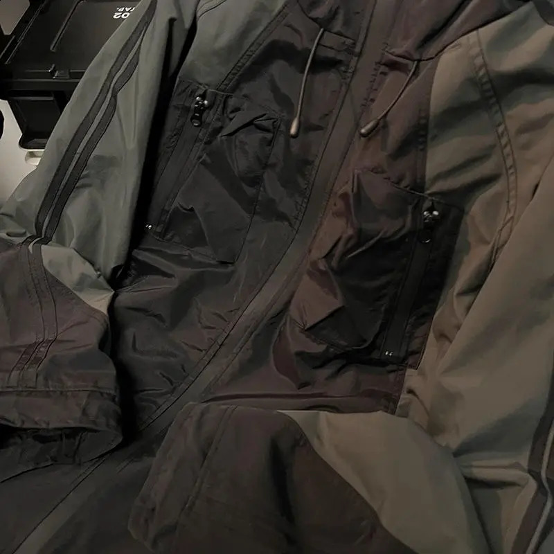 Deeptown Streetwear Techwear Jacket Womens Windproof Retro Anorak Harajuk Oversized Zipper Hooded Korean Review Many Clothing 240902 ww