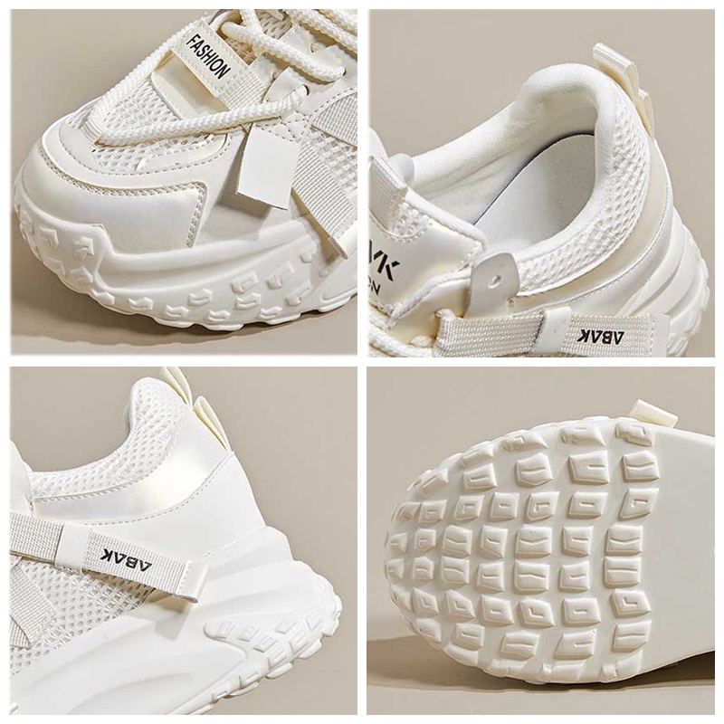 Fujin 7.5cm Air Mesh Genuine Leather Women Summer Shoes Platform Wedge Comfy Breathable Sneakers Chunky Hollow Women Fashion