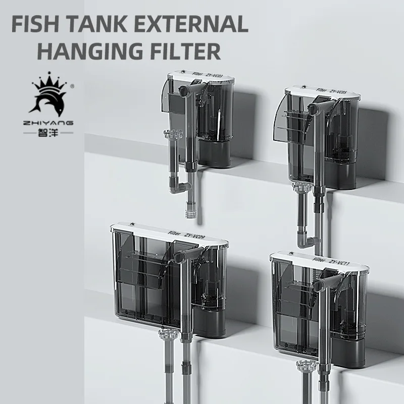 External Filter for Fish Tank Aquarium Waterfall Filter Pump Hanging Fish Tank Filter with Degreasing Membrane Wall-Mounted