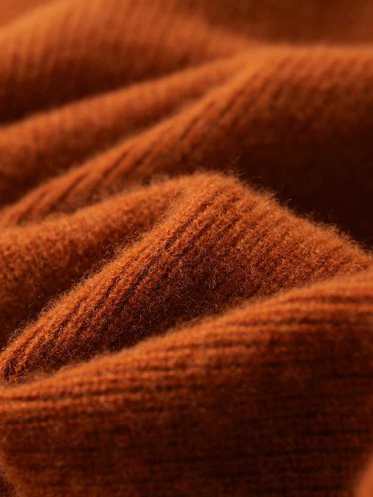 Autumn Winter Men Cashmere Sweater Pullover Mock Neck Zippers Thick Striped 100% Merino Wool Knitwear Casual Color block Clothes M240903