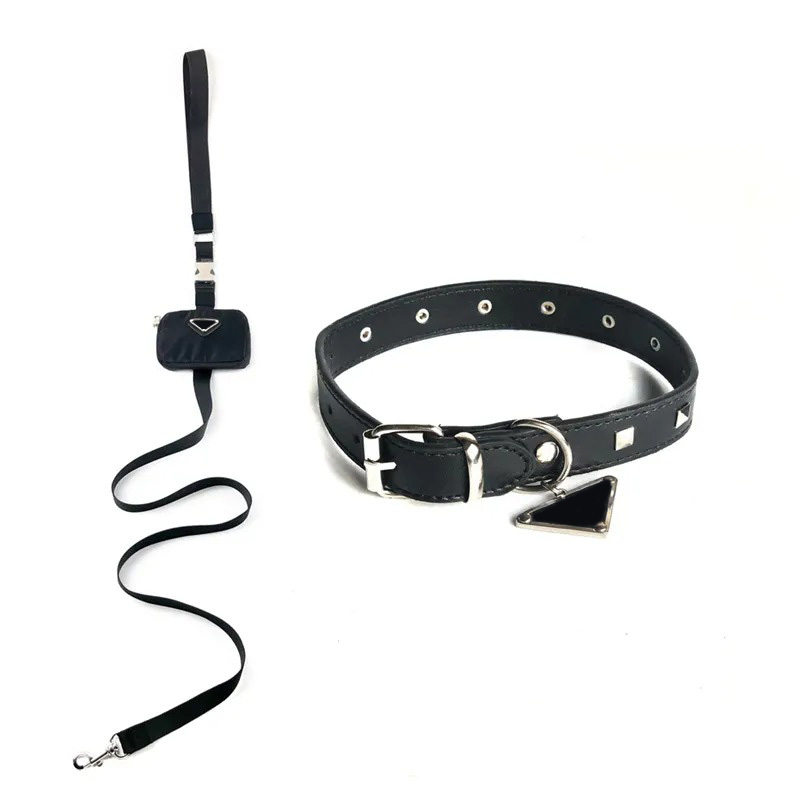 designer letter dog collar adjustable soft high-quality pet harness outdoor traction rope classic black suitable for puppies