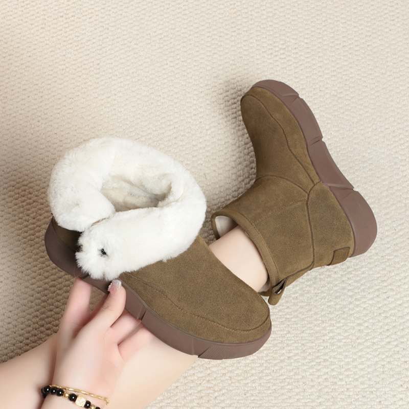 AIYUQI Women Snow Boots Genuine Leather 2024 New Winter Flat Non Slip Women's Short Boots Thick Wool Warm Women's Winter Boots