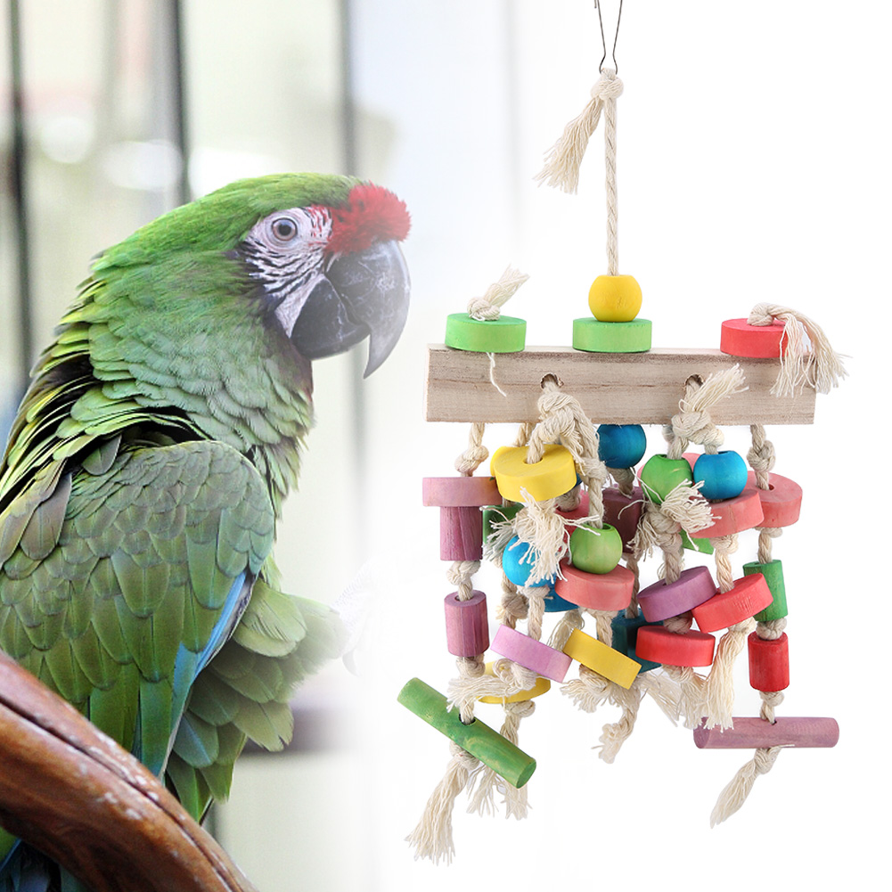 Wood Parrot Toy, Pet Bird Chewing, Funny Swing, Hanging Ladder, Climbing Supply