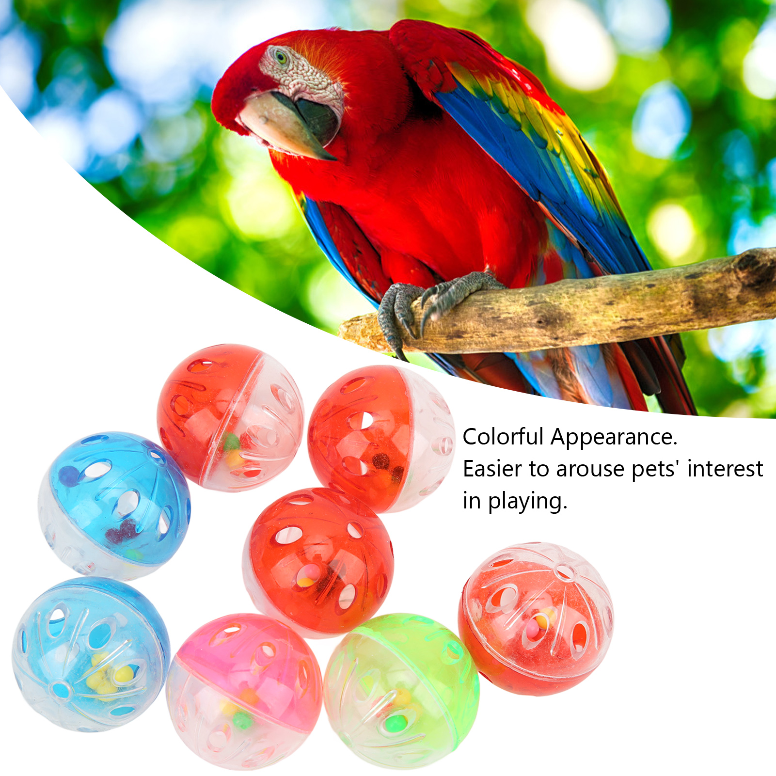 Colorful Plastic Bird Jingle Balls, Bird Toys, Cage Accessories, Chewing Training, Biting, 10Pcs