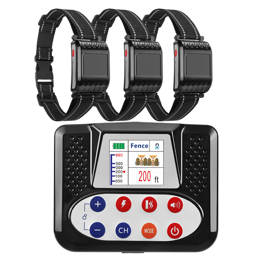 Pet Wireless Electronic Fence Smart Dog Training Device Anti-Lost And Anti- Barking Electric Shock Collar Color Screen Two-In-On