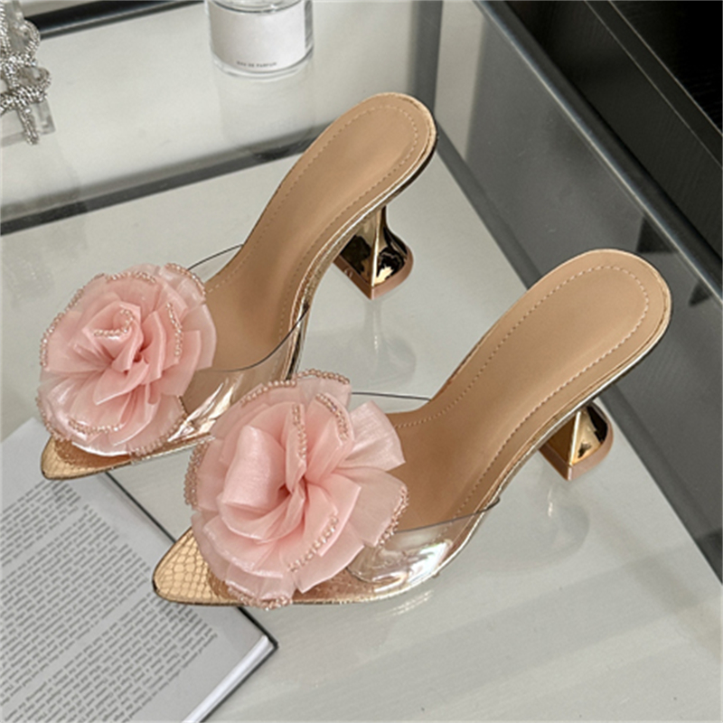 Eilyken PVC Transparent Women Slippers Pumps Designer Wedding Party Pointed Toe High Heels Sandals Spring Ladies Shoes 981c