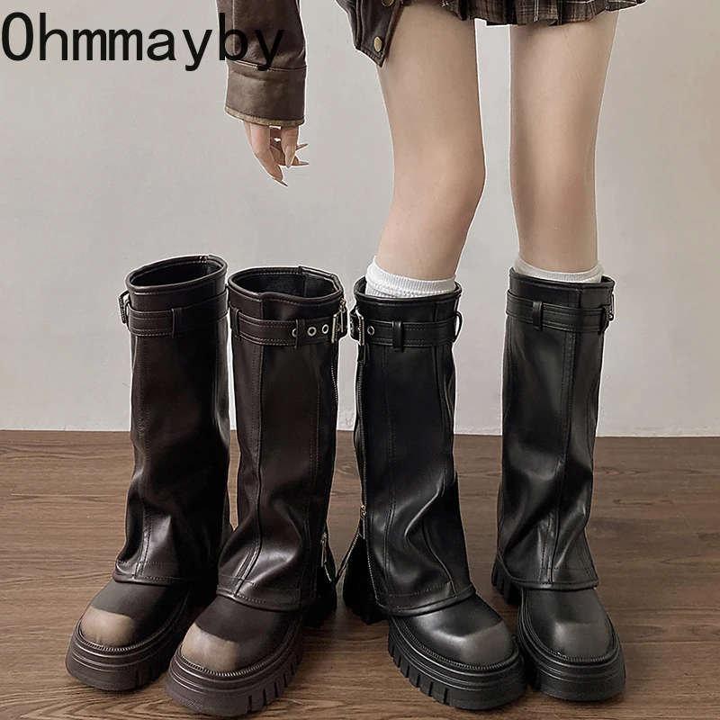 Knee Chunky High Women Fashion Ladies Side Zippers Knight Long Boots 2024 New Autumn Winter Women's Shoes 7365 's